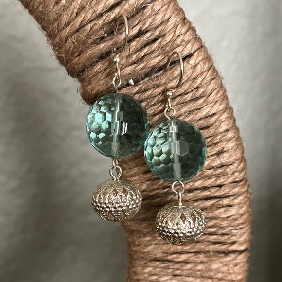 HANDMADE Baby Blue and Silver Drop Earrings! - Picture 5 of 5